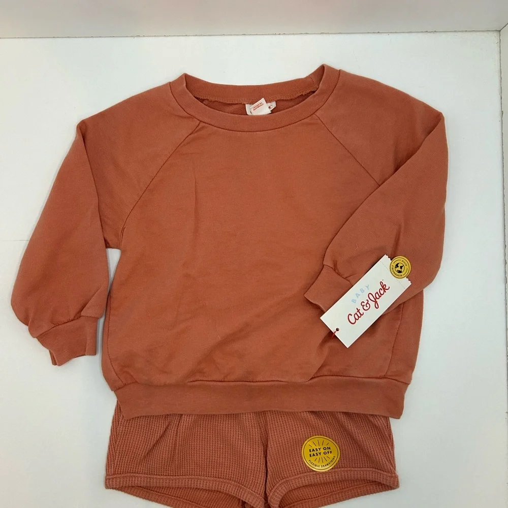 Target Cat & Jack Girls Terracotta Sweatshirt and Shorts Set. 18 Months - Picture 1 of 3
